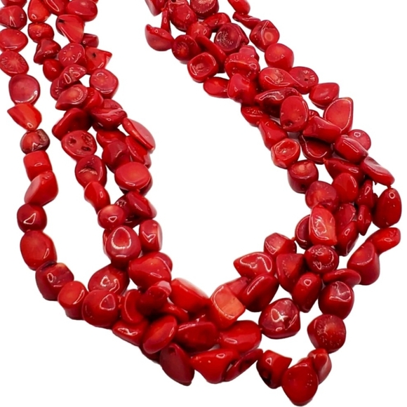 LUC  Lucas LaMeth Three Strand 925 Silver Red Coral Necklace  20", 816 ct. wt. - Picture 5 of 10